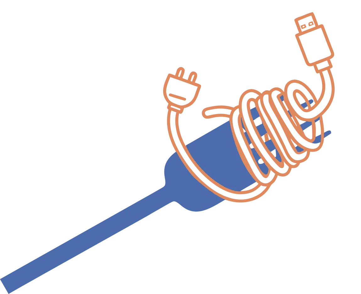 fork with wires illustration