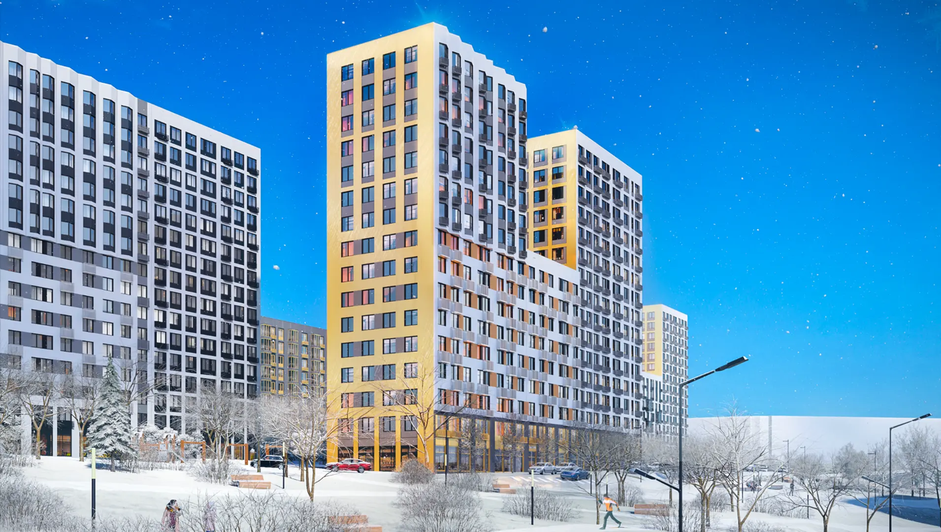 Многоквартирные жилые дома со встроенными помещениями и надземным гаражом